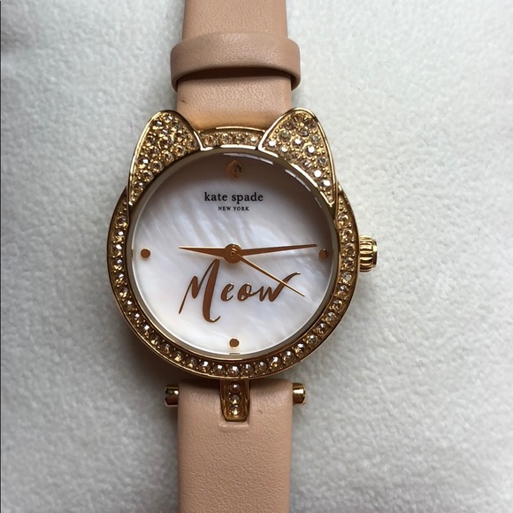 kate spade Jewelry - Kate Spade Cat Watch; Nude leather w. gold pave
